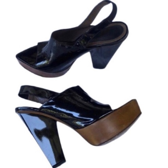 Marni Peep Toe slingback black platform patent leather sandals 38.5 US 8 - Picture 13 of 13